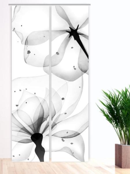 Schiebevorhang blumen Kunstmotiv in grau